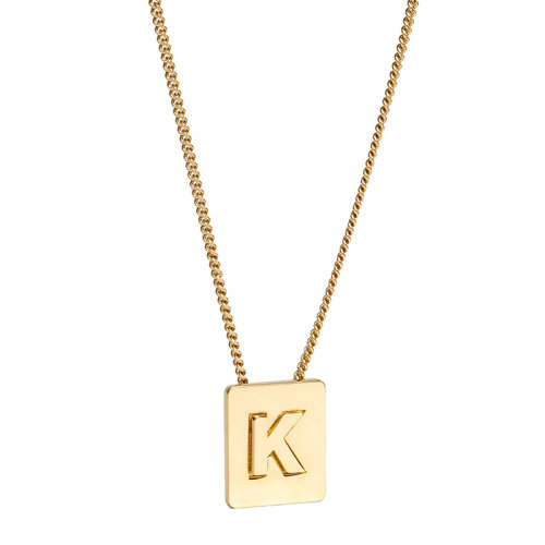 CELINE/賽琳 經(jīng)典款A(yù)LPHABET系列 男女同款金色飾面黃銅字母K墜飾項(xiàng)鏈46N0K6BRA.35OR
