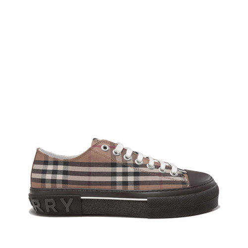 BURBERRY/博柏利 【22秋冬新款】 男款織物系帶休閑運動鞋帆布鞋樺木棕Vintage格紋 80568281