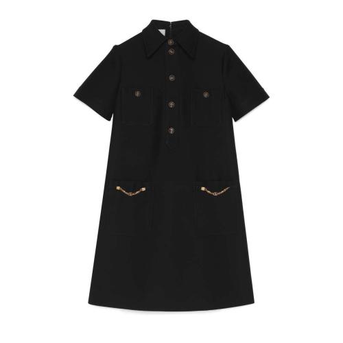  GUCCI古馳 22年秋冬 女士 飾雙G連衣裙 661672 ZAD88 1000