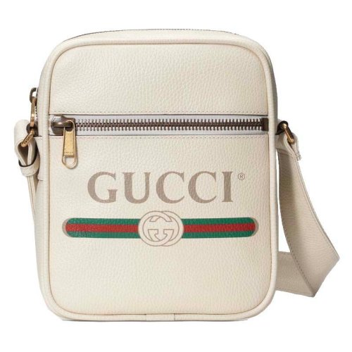 GUCCI/古馳 古琦女包 經典雙G印花 女士白色皮質單肩斜挎包 523591 0QRAT 8820
