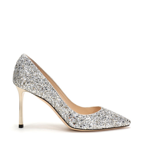 JimmyChoo/周仰杰女士粗閃光織物高跟鞋 ROMY 85 CGF