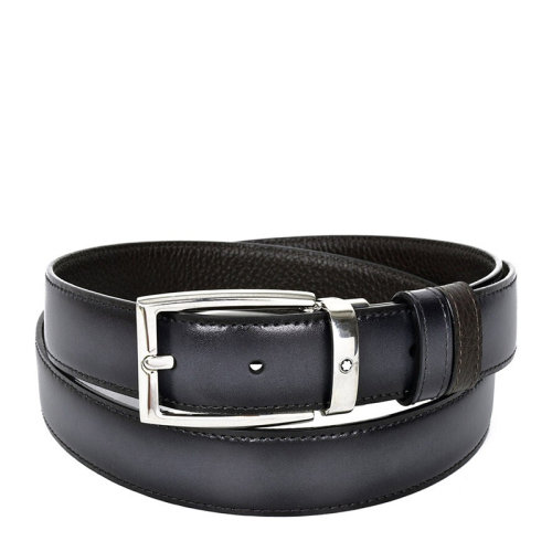 MontBlanc/萬寶龍 男士經(jīng)典棕色灰色卡扣腰帶皮帶 123900