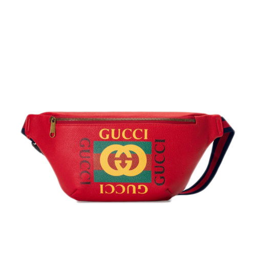 GUCCI/古馳 男士紅色皮革標識印花雙G腰包SK00040766
