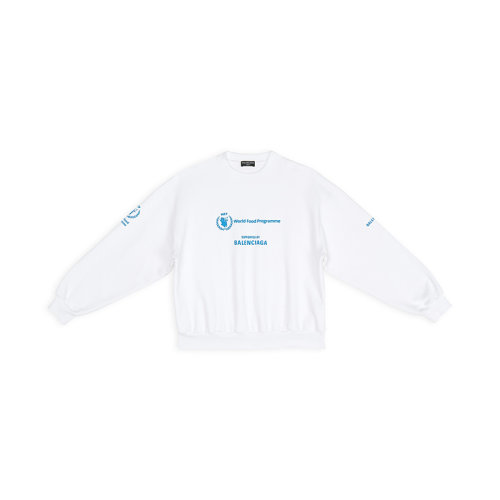 Balenciaga/巴黎世家 22年秋冬新款 WFP系列 女士白色純棉中重抓絨藝術畫印花衛衣697869TMVL10908