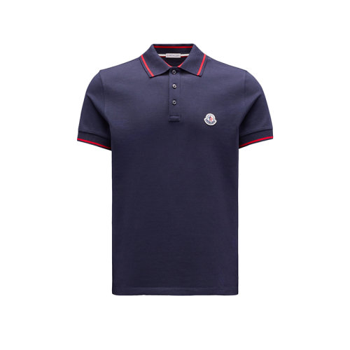 Moncler/蒙克萊 22年秋冬新款 男士午夜藍色純棉徽標貼片短袖polo衫H20918A000098455677X