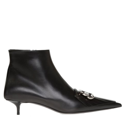 Balenciaga/巴黎世家 黑色皮質尖頭低跟短靴