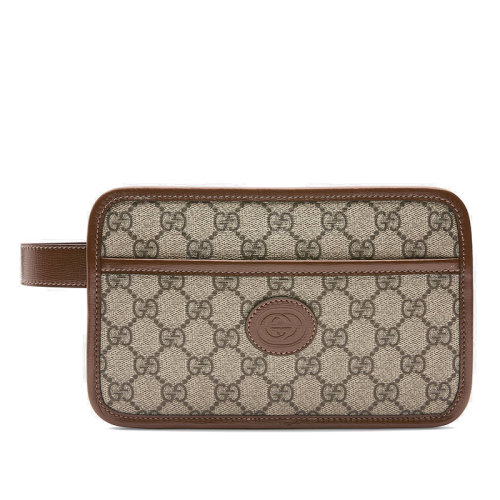 GUCCI/古馳   方形復古米色/烏木色GG Supreme公文包手拿包62576492TCG8563