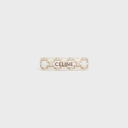  CELINE賽琳思琳 22年秋冬 女士 發(fā)夾 標(biāo)識印花牛皮革、鐵合金和人造革發(fā)夾 46Z962TSC.35OW