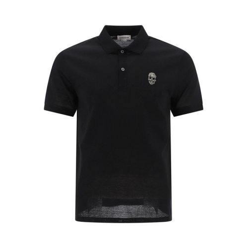  Alexander McQueen/亞歷山大麥昆 男士黑色棉質短袖Polo衫 666628-QRX01-1000 PLFSX