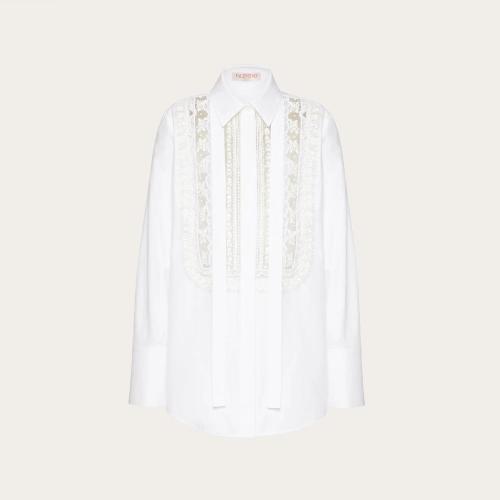  VALENTINO華倫天奴 22年秋冬 女士 長袖襯衫 CHEMISE EN POPELINE DE COTON BRODéE 1B3AB3S0_
