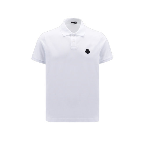 Moncler/蒙克萊 22年秋冬新款 男士光學白色純棉徽標貼片短袖polo衫H20918A0000784556001