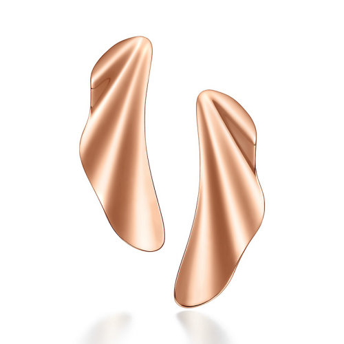 Tiffany & Co./蒂芙尼  ElsaPeretti?系列18K金玫瑰金小號波浪耳環(huán) 67740343