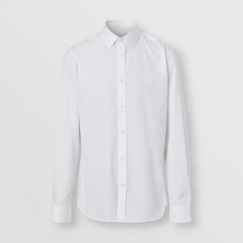  BURBERRY 22年秋冬 男士 修身剪裁專屬標(biāo)識裝飾棉府綢襯衫 80374861