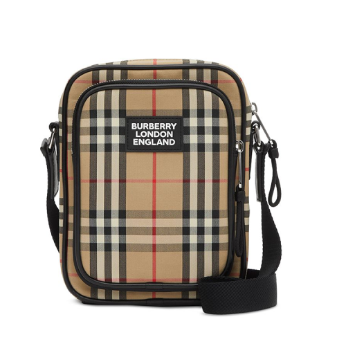 BURBERRY/博柏利  巴寶莉男包 男士米色經典時尚格紋豎版相機包斜挎包  80233811