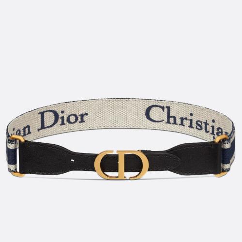  DIOR迪奧 22年秋冬 女士 腰帶 腰帶-35-毫米藍色和奶油白色刺繡帆布christian-dior B0004CBTE_