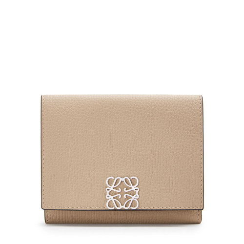 LOEWE/羅意威  女士沙色卵石紋小牛皮按扣三折錢包0010593861