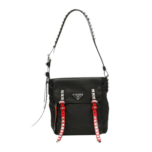 PRADA/普拉達  女士黑色三角徽標單肩包 1BE020-2BYB-F0D9A