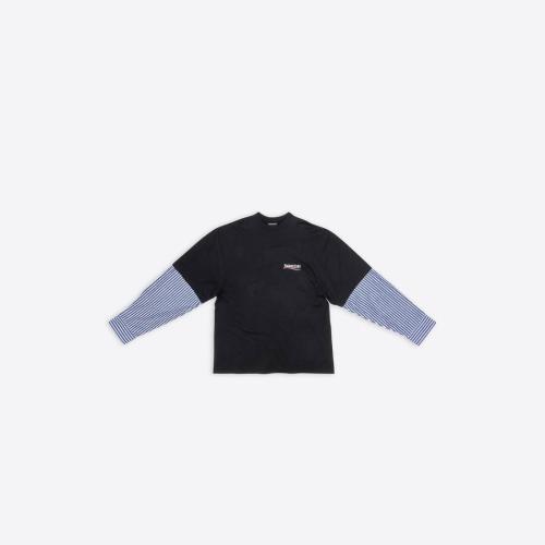  BALENCIAGA巴黎世家 22年春夏 男士 長袖T恤 Mens Political Campaign Layered T-shirt in Bla