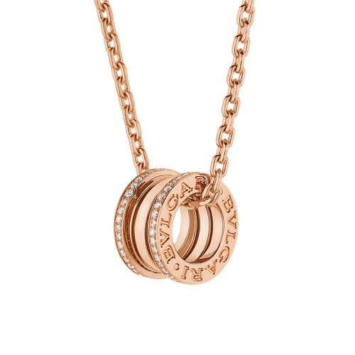 BVLGARI/寶格麗  B.ZERO1系列 18k金玫瑰金吊墜密釘鉆石項鏈358346