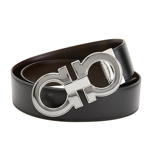Salvatore Ferragamo/菲拉格慕 男士 黑色皮革時尚皮帶腰帶 645904 679494