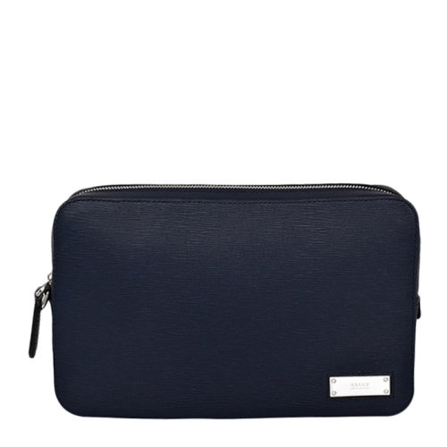 BALLY/巴利 男士深藍色皮革金屬徽標手拿包男包 6225444