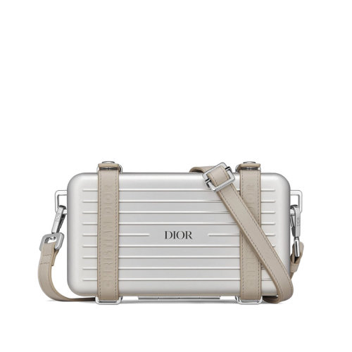DIOR/迪奧 RIMOWA限量合作款 男士米色鋁拼接小牛皮斜挎單肩箱子包 2DRCA295YWT_H31E
