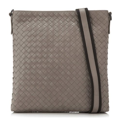 Bottega Veneta 寶緹嘉 男士灰色小牛皮經典編織單肩包