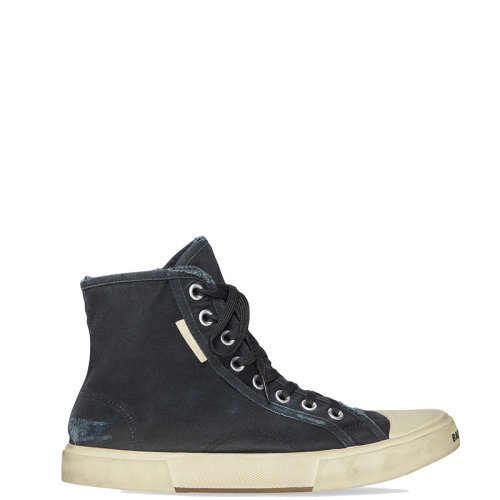 Balenciaga/巴黎世家 22年春夏新款 男士黑色磨損棉質材料高幫運動鞋帆布鞋688752W3RC11090