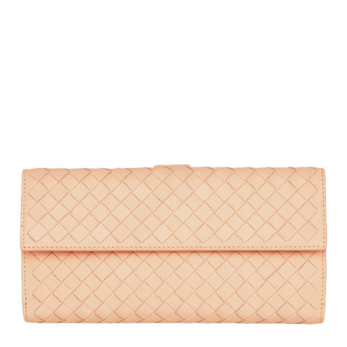 Bottega Veneta/葆蝶家 女士黑色羊皮編織款按扣開合錢包手包手拿包女包 134075-V001N-1000