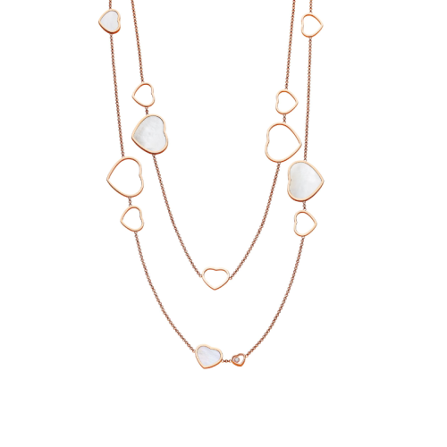 Chopard/蕭邦  女士經(jīng)典款快樂(lè)愛(ài)心系列玫瑰金和珍珠母貝項(xiàng)鏈 817482-5301