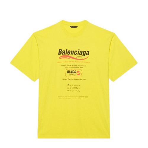 Balenciaga/巴黎世家 男士黃色棉質短袖T恤 651795 TKVF8 7175