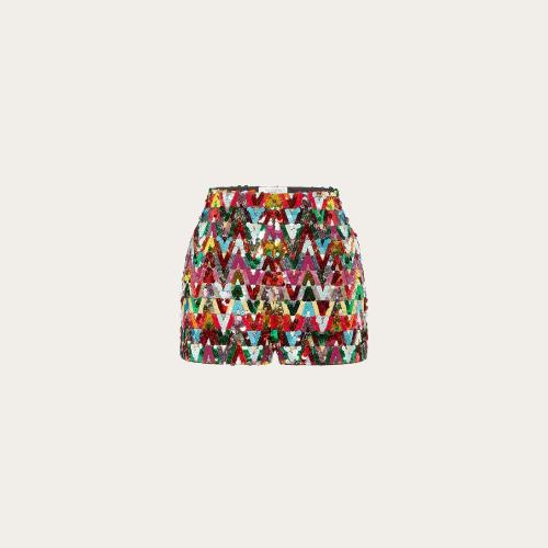  VALENTINO華倫天奴 22年秋冬 女士 短褲 SHORT EN MOUSSELINE BRODé XB3RF1W72UPM12