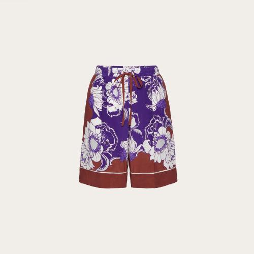  VALENTINO華倫天奴 22年秋冬 女士 短褲 BERMUDA FACON PYJAMA EN CREPE DE CHINE IMPRIMé ST