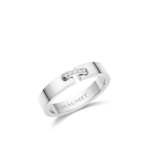 Chaumet/尚美 經典 ALLIANCE LIENS éVIDENCE系列 18k金白金鉆石結婚戒指 080315