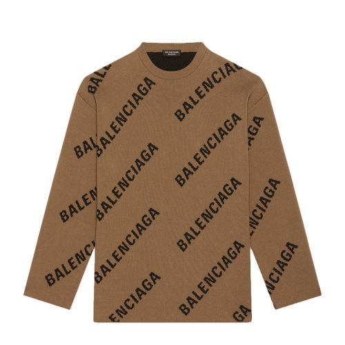 Balenciaga/巴黎世家 男士拼色棉質(zhì)混紡滌綸通體字母徽標(biāo)提花長袖上衣衛(wèi)衣圓領(lǐng)衫套頭衫 657401-T3200 多色可選