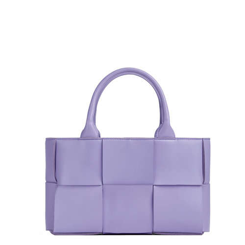 Bottega Veneta/葆蝶家 22新款Arco Tote系列 女士紫藤色Intreccio編織粒面羊皮革手提托特包709337VCQC24214