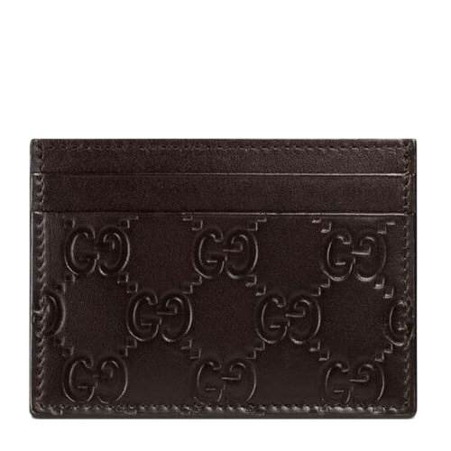 GUCCI/古馳 SIGNATURE系列女士純色牛皮雙G壓花錢夾錢包名片夾卡包女包 233166-CWC10 多色可選