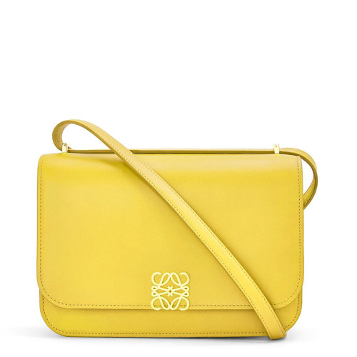 LOEWE/羅意威 20  Goya系列 女士黃色真絲小牛皮金屬徽標磁扣單肩斜挎包0010594273