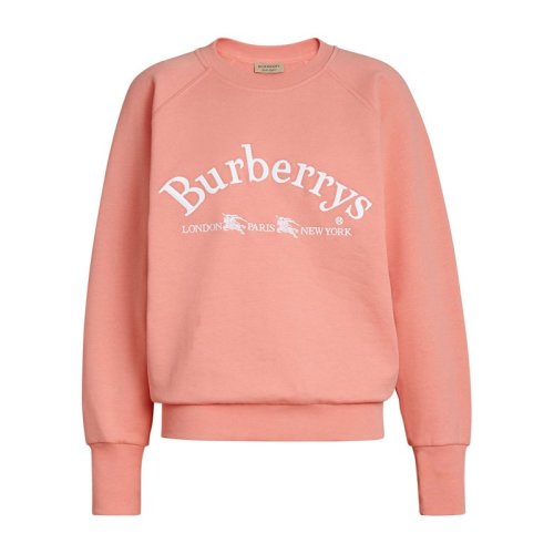 BURBERRY/博柏利 女裝 服裝 趙薇同款女士粉色純棉logo印花時尚休閑運動衫長袖T恤 女士衛衣