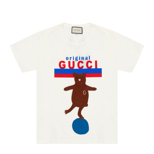 GUCCI/古馳 女士白色動(dòng)物印花棉質(zhì)短袖T恤 615044-XJCRH-9095（99新未使用）