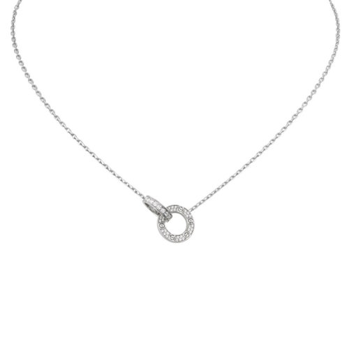 CARTIER/卡地亞 經(jīng)典LOVE 18K金白金鉆石項(xiàng)鏈 鑲嵌48顆鉆石 B7216300