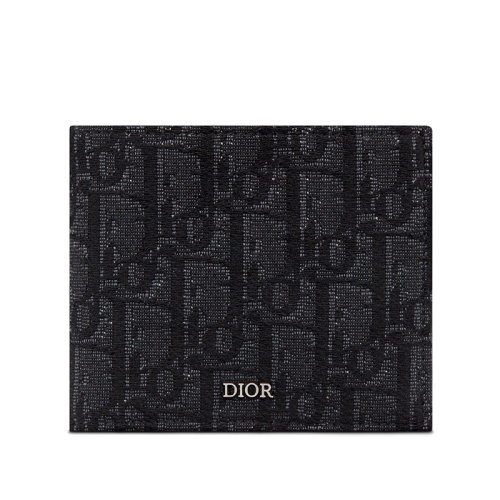 DIOR/迪奧  男士黑色帆布小牛皮內飾折疊錢包2OBBC027YSE_H03E
