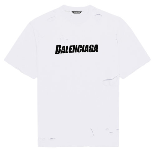 Balenciaga/巴黎世家      CAPS DESTROYED FLATGROUND系列 男女同款白色棉質T恤651795TKVB89040