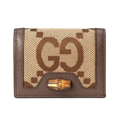 GUCCI/古馳 Diana系列 女士駱駝色竹子飾面卡夾錢包658244UKMBT2572