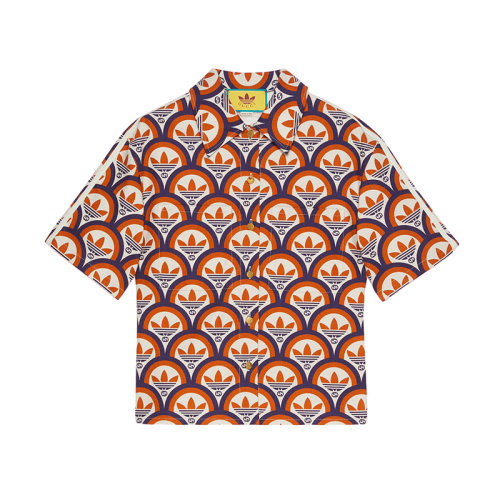 GUCCI/古馳 22年秋冬新款 adidas聯名系列 女士多色純棉老花圖案短袖襯衫?703002ZAJVC7471