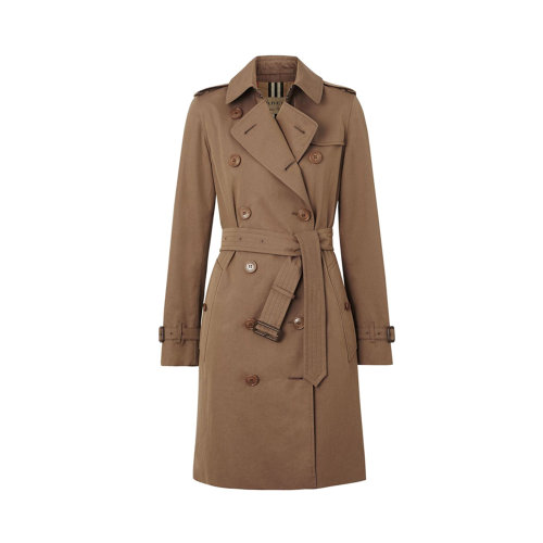 BURBERRY/博柏利 女士棕色棉質(zhì)中長(zhǎng)款風(fēng)衣 8010043