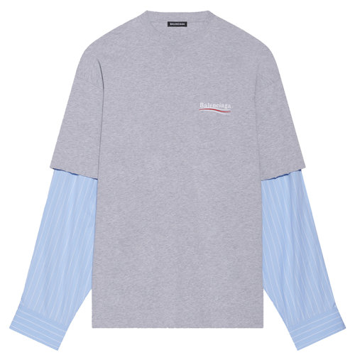 Balenciaga/巴黎世家  男士灰色復古針織分層運動長袖T恤671401TKVJ11379