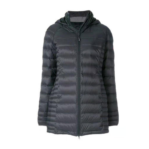 CANADA GOOSE/加拿大鵝  女裝 女士黑色中長(zhǎng)款時(shí)尚拉鏈連帽秋冬羽絨服 5502L