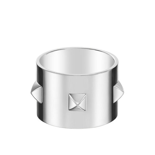 HERMES/愛馬仕 經(jīng)典Mini Clous系列 大號(hào)925純銀項(xiàng)圈型鉚釘戒指指環(huán)H120630B