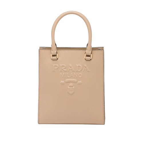 PRADA/普拉達 22新款 女士小號砂米黃saffiano皮革琺瑯徽標拆卸織物肩帶單肩手提斜挎包1BA333_NZV_F0036_V_N2A